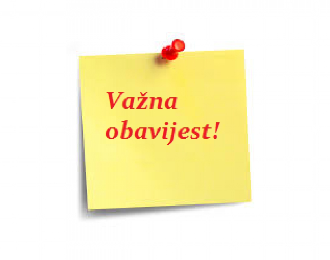 Važna obavijest!